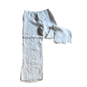 Lauren Ralph Lauren Womens White & Blue Striped Linen  Wide-Leg Pants